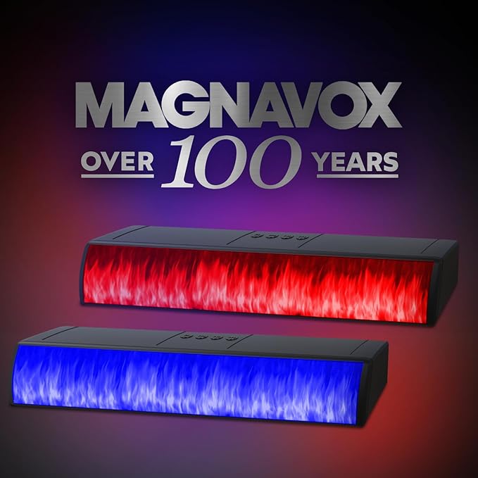 Magnavox MMA4020 Portable Speaker Soundbar with Bluetooth 5.0, Patented Vibrant LED Light Display, True 16 Watts RMS Sound, USB, TFT Playback, Great for Gaming, Stereo (Medium)