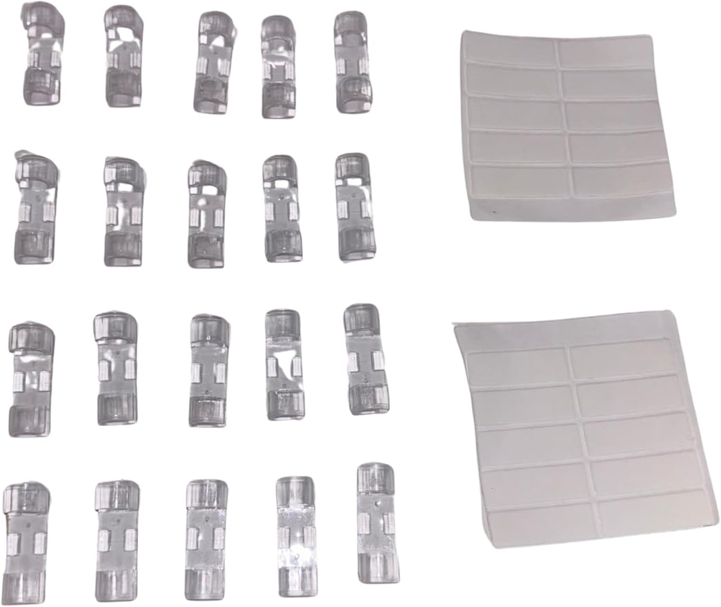 Small Cable Clip Organizers, Self-Adhesive Cord Management System for Desk, Car, Home, Clear Plastic, Multi-Purpose Cable Holders
