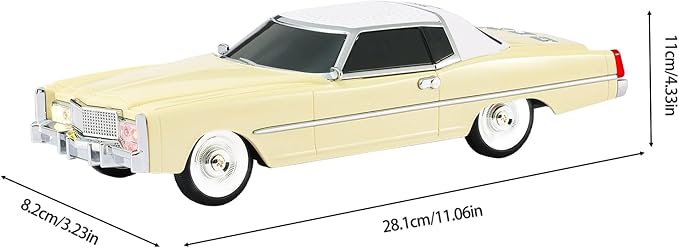 American Retro car Bluetooth Speaker, Mobile Wheel Retro car Model, HD Stereo, TWS Pairing, LED Ambient Light, Type-C Portable Charging, Home, Party, Camping Desktop Decoration (Beige)