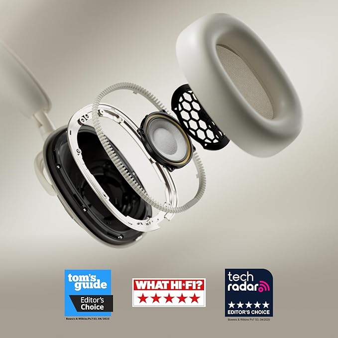 Bowers & Wilkins Px7 S3 Over-Ear Headphones, High-Resolution Sound, Comfortable Fit, Bluetooth, Active Noise Cancelling & Transparency Mode, 30-Hour Playtime, Quick Charge Support, Anthracite Black