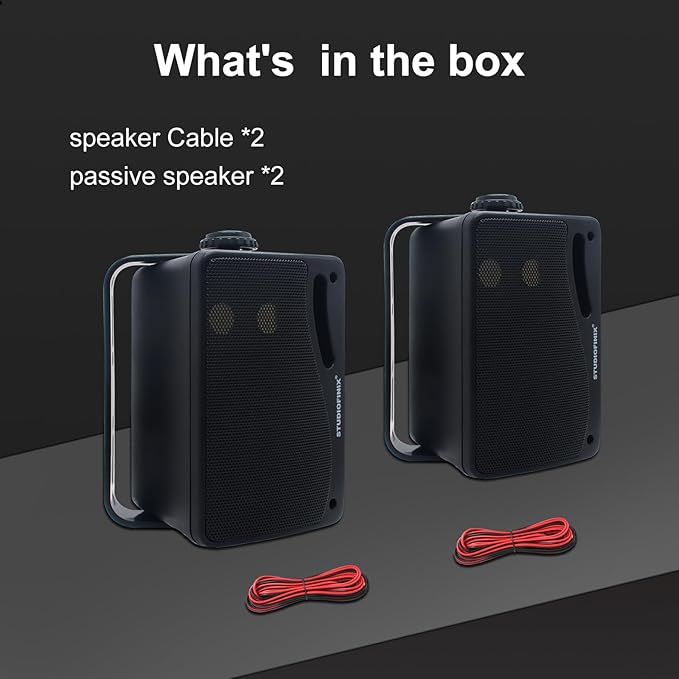 STUDIOFINIX Passive Outdoor Speakers Wired Waterproof -3.5 Inch 3 Way 200W Surface Marine & Wall Mount Speakers, Ideal for Home, Boat, Poolside, Patio, Indoor Outdoor Use(Black