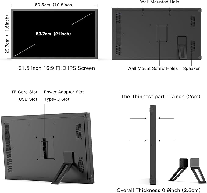 Large Digital Picture Frame 21.5" WiFi Photo-Frame - 32GB 1920x1080 FHD 1080P Digital Frame, Sync Phone, Mirror its Screen on Smart Frame, Share Photo Video via App Email, Wall Mounted, Gifts for Mom