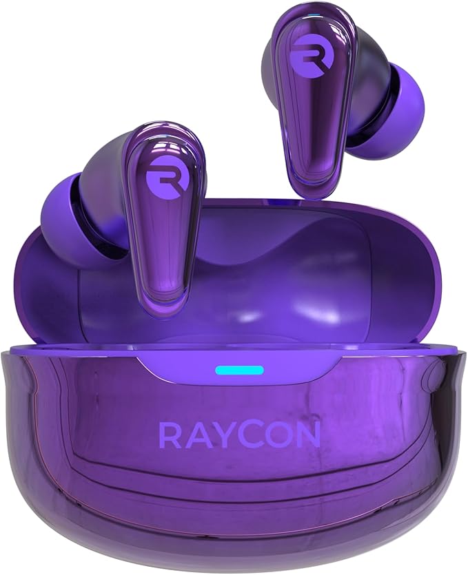 Raycon Pro Earbuds Wireless Bluetooth with Hybrid Active Noise Cancellation, Awareness Mode, 40-Hour Battery, 6 Microphones, IPX5 Water Resistance, Comfortable Ergonomic Fit, Bluetooth 5.3 (Purple)