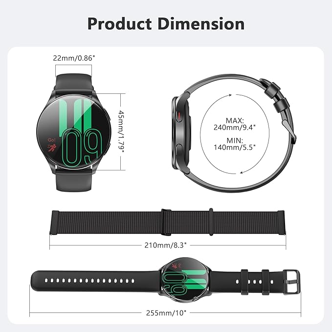 Blackview Smart Watch for Women Men (Make/Answer Calls),1.43''AMOLED Touchscreen Fitness Tracker with 100+ Sports Modes, Heart Rate/SpO2/Sleep Monitor/2 Straps, Smartwatch for iPhone & Android