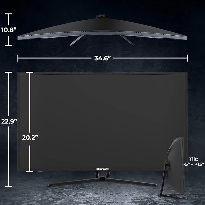 Deco Gear 39" Curved Widescreen Gaming Monitor | 2560x1440 | 1ms MPRT | 165 Hz | 16:9 | HDR400 | 4000:1 | 1 x HDMI | 1 x DisplayPort