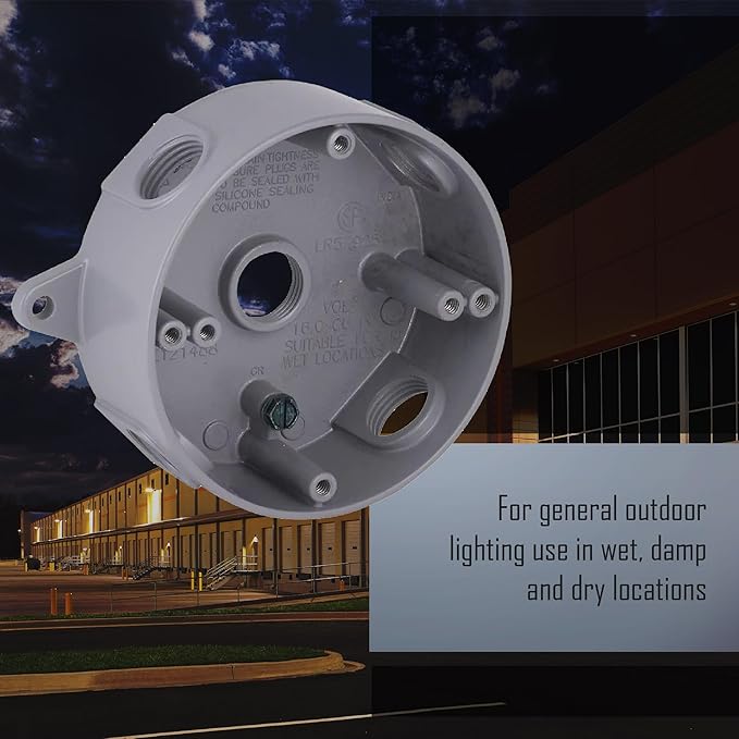 TayMac RB550S Weatherproof Box, Round - (5) 1/2-Inch Outlets, Gray