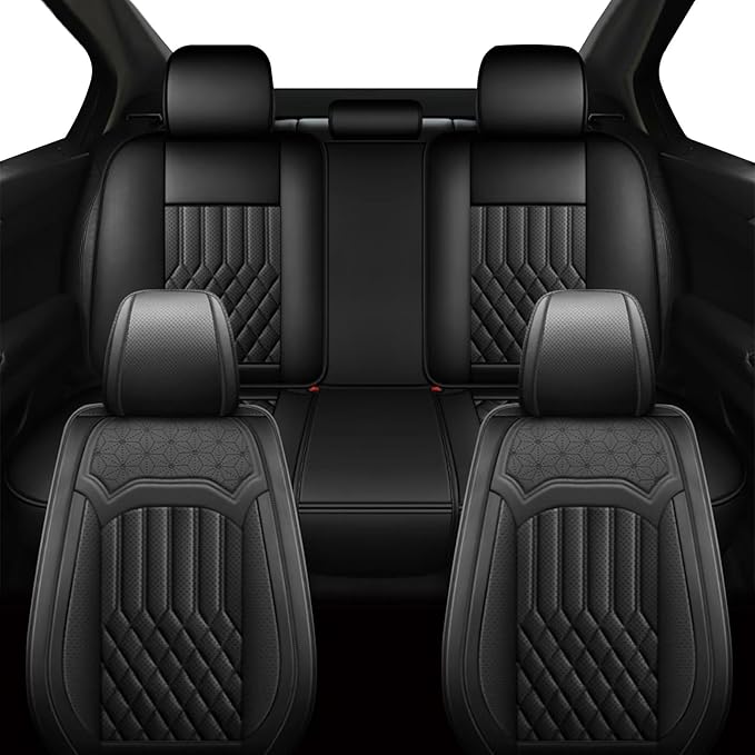 TTX Car Seat Covers Full Set Fit for Kia Sportage 2009-2026 Breathable Leather Seat Protector with Airbag Compatible Automotive 5 Seat Cushions Cover with Beautiful Patterns (Black)