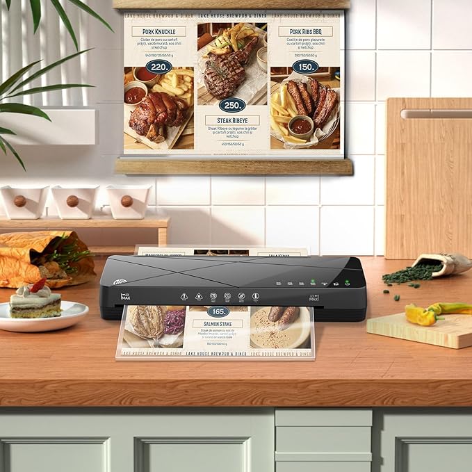 Crenova Laminator Machine 13 inch, Laminating Machine 60s Quick Warm Up Auto Off, Cold Hot Lamination Machine with ABS Jam Free, Laminator for Home Office School, Black