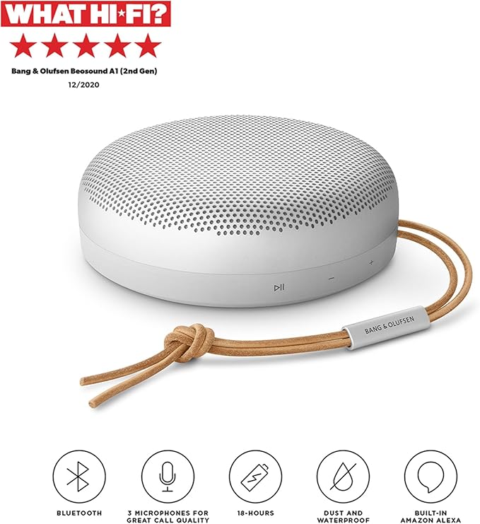 Bang & Olufsen Beosound A1 (2nd Generation) Wireless Portable Waterproof Bluetooth Speaker with Microphone, Grey Mist