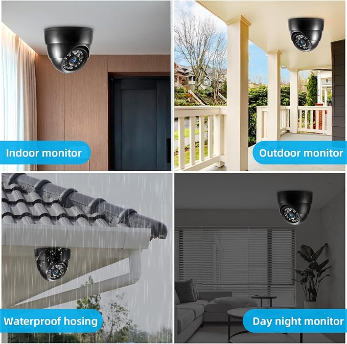 Fuers 1080p Dome Security Cameras (Hybrid 5-in-1 HD-CVI/TVI/AHD/XVI Analog CVBS),2MP Day Night Weatherproof Surveillance CCTV Camera Dome Outdoor/Indoor,Night Vision Up to 80FT