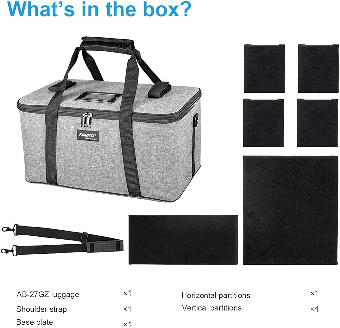 FOMITO AB-27 Foldable Camera Bag 16.73in x 11in x 8.66in Shockproof Case for DSLR, Gimbal, Drone Heavy-Duty Handle DIY liner