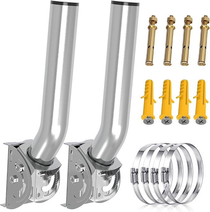 Universal Wireless Bridge Bracket Mount, 12‘’(H) - Φ1.38‘’ Pole and Wall Mounted Stainless Steel Antenna Mounting Bracket kit for Outdoor TV Antennas, Network WiFi Extender, Acess Point, CPE (2-Pack)