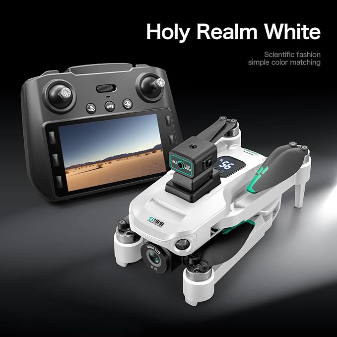 Drones with Camera for Adults 4K, GPS UHD Drone, 5G Remote Controller with Screen, One Key Return, Dual Camere, 3rd Gear Speed, Optical Flow Mode and Obstacle Avoidance, Drone for Beginners (White)