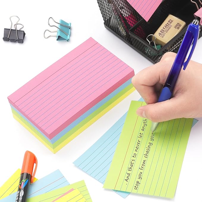 Tamaki Colored Index Cards 3 X 5 Ruled Note Cards Flash Cards for Studying, Home and Office Ruled Index Cards, 180 Count