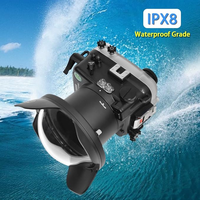 Sea frogs Underwater Camera Case Compatible with Sony A6600 16-35MM f/4 with Wide Angle Fisheye Lens IPX8 40m/130ft Maximum Diving Depth Waterproof Camera Housing for Diving, Surfing, Rowing, Skiing