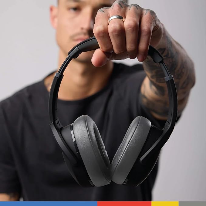 Skullcandy Crusher Evo Wireless Bluetooth Headphones with Multi-Sensory Bass, Noise Isolating Over-Ear Fit, Up to 40 Hours Battery, Microphone for iPhone Android - Asphalt