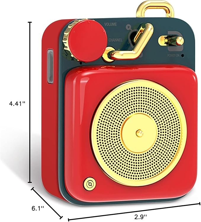 Muzen Mini Bluetooth Speaker, Button Small Cute Portable Metal Retro Wireless Speaker with Loud Volume Great Sound and Portable Lanyard & Gift Bag for Office Classic Vintage Decor