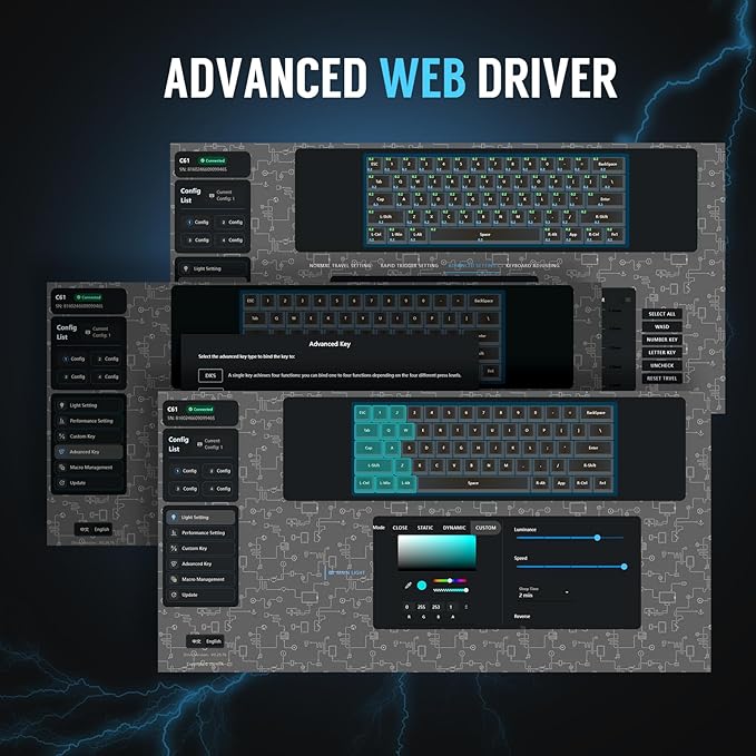 RK ROYAL KLUDGE C61 HE Gaming Keyboard 60% Wired Mechanical Keyboard with Hall Effect Magnetic Switch 8000Hz Polling Rate Rapid Trigger RGB Backlit, 61 Keys, White Blue