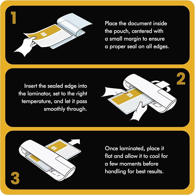 Thermal Laminating Pouches 3MIL – 200 Pack, 9 x 11.5 Inches – Glossy, Photo-Safe, Waterproof, Compatible with All Thermal Laminators – Letter Size Sheets for Documents, Photos, Menus & More.