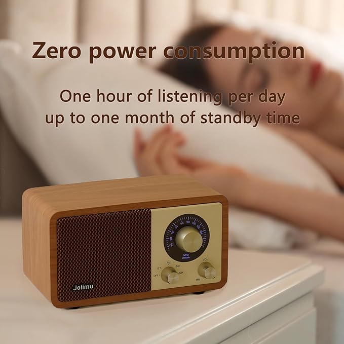 Vintage FM Radio Bluetooth Speaker, 2600mAh Rechargeable Radio with Built-in FM Antenna for Home Kitchen and Living Room with Rotary Knob