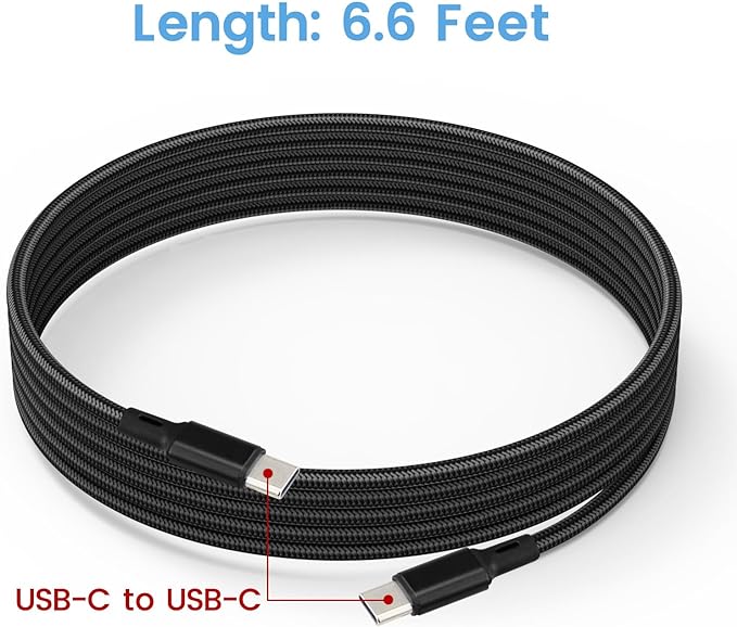 PD 65W USB C Super Fast VR Charger Compatible with Meta Oculus Quest 3s, Quest 3 2 - Dual Port USB + Type C Adapter with 6.6ft C to C Charging Cable for Pico 4 Ultra VR Headsets, Black