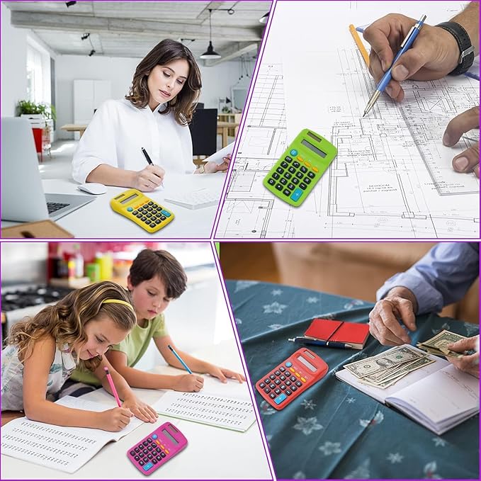 20 Pack Pocket Calculator,Mini Calculators,Pocket Size Basic Calculators,Solar Battery Dual Power Desktop Calculators,8 Digit Display Basic Calculator for Students Kids Home Office(Multicolor)