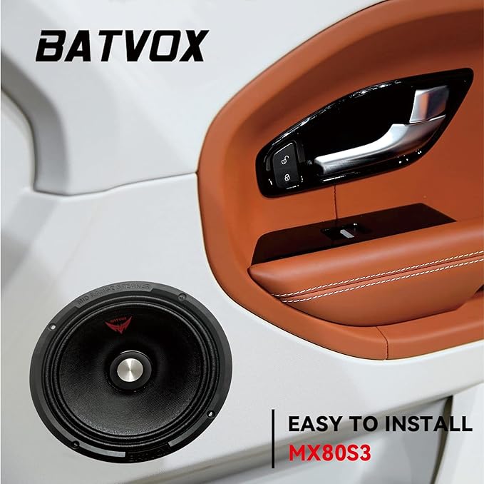 MX80S3 Midrange Loudspeaker 8" Silver Bullet, 600W Max, 4 Ohms, Premium Quality Audio Door Speakers for Car or Truck Stereo Sound System, Black (2 Speaker)