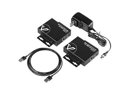 AV Access HDMI KVM USB Extender Over Cat5e/6/6a/7 260ft/80M, 2 USB 2.0 Ports, Zero-Latency, Plug and Play, PoE, No Driver, Supports All Operating System, Keyboard and Mouse USB Over Ethernet