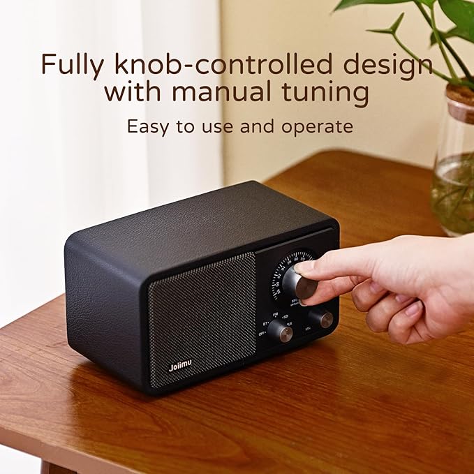 Portable FM Radio Bluetooth Speaker, 2600mAh Rechargeable, Built-in FM Antenna, SD Card Support, for Kitchen, Living Room, with Rotary Knob