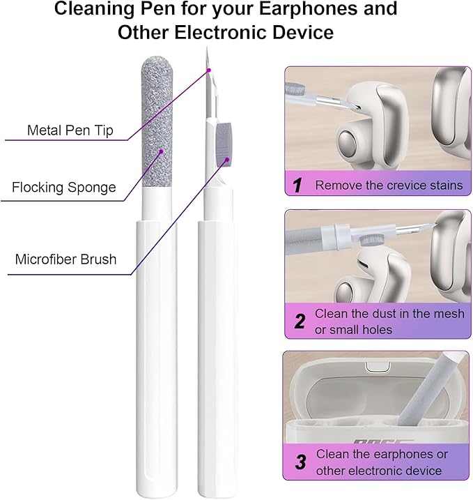 for Bose Ultra Open Earbuds Case Clear 2024,Full Protective Shockproof Soft Transparent TPU Cover for Bose Open Ear Wireless Earbud Headphone Accessories with Carabiner& Cleaning Pen-Purple