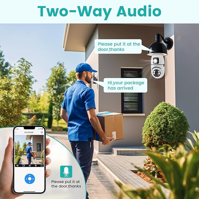 Security Cameras for Home Security, 2K Dual Lens Wireless Indoor/Outdoor Cameras, Motion Detection and Alarm, Two-Way Talk, Night Vision, All-Round Monitoring.