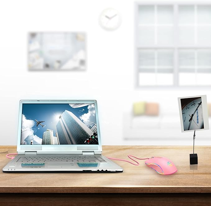 IULONEE Type C Mouse, Wired USB C Mice Gaming Mouse Ergonomic 4 RGB Backlight 3200 DPI Compatible with M@c, Matebook, Chromebook, HP OMEN, Windows PC, Laptop and More USB Type C Devices (Pink)