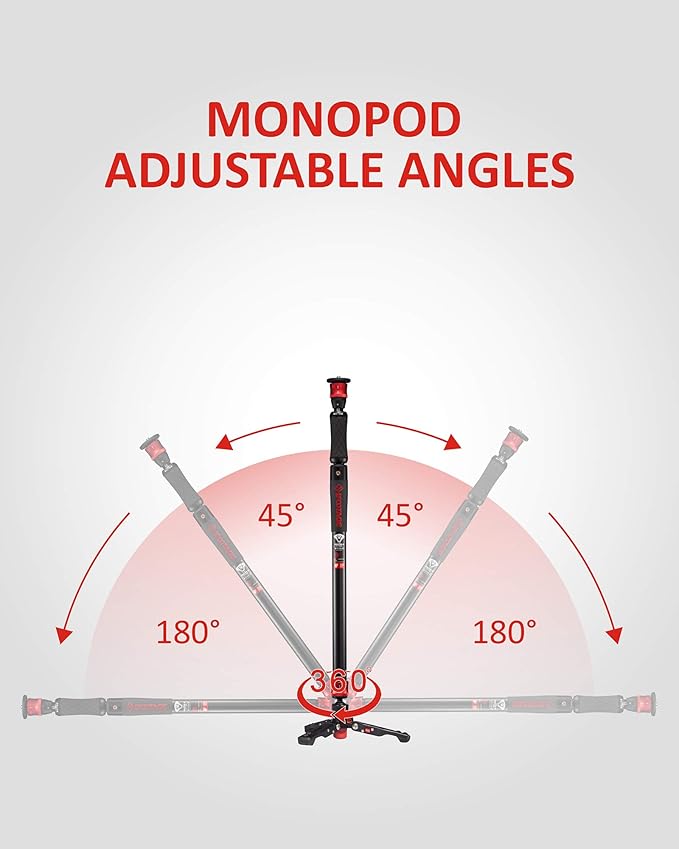 IFOOTAGE Camera Monopod Professional 59" Aluminum Telescoping Video Monopods with Tripod Stand Compatible for DSLR Cameras and Camcorders, Cobra 2 Monopod A150S