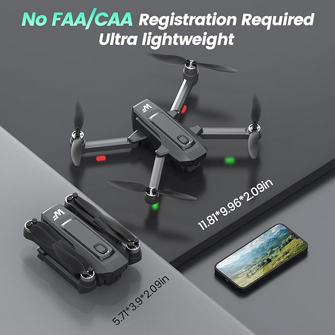 Drones with Camera for Adults 4k, WF30 GPS Follow Me Drone for Beginners Kids Foldable FPV RC Quadcopter, Return Home, Brushless Motor, 5G Transmission, 40 Mins Flight Time, 2 Batteries