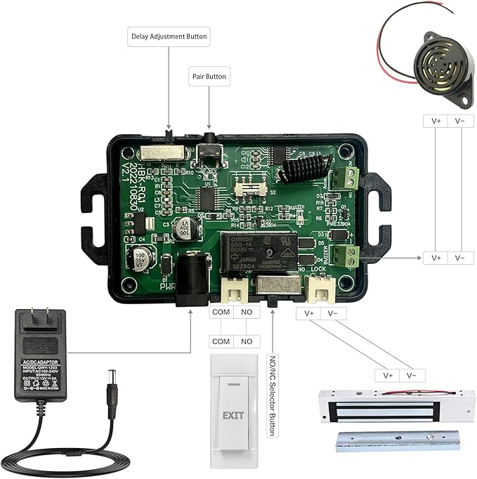 Access Control System with Remote Control – 600lbs Magnetic Door Lock Kit, 12V Fail Safe NC Mode, Secure & Easy DIY Installation for Smart Home Entry (K8-600LBS Remote Control Lock Kit)