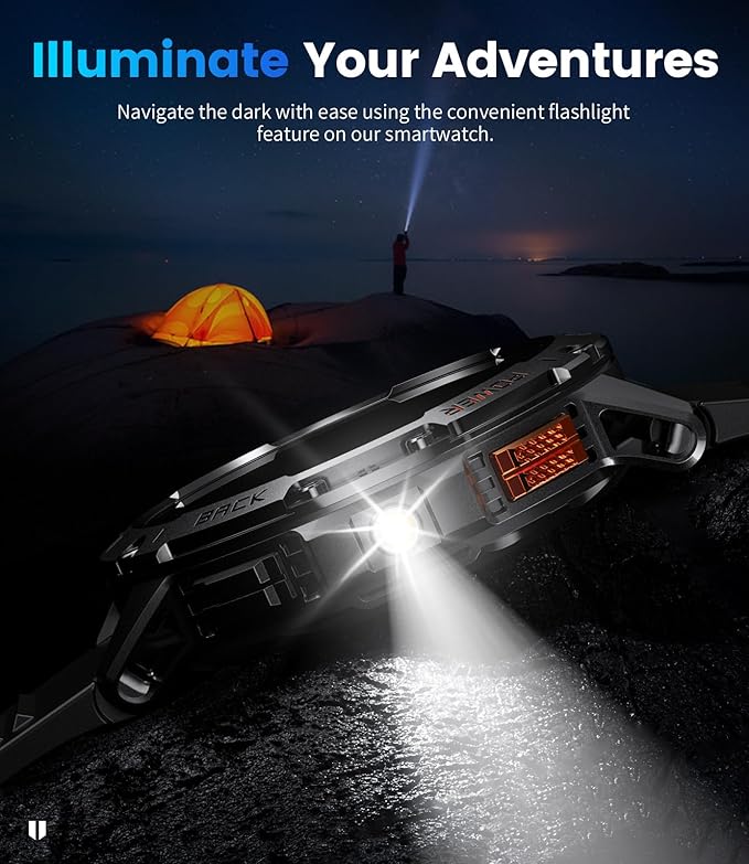 LIGE Military Smart Watches for Men(Answer/Make Call) - 3 Straps,1.43" HD AMOLED Upgraded Outdor 530mAh Sports Smartwatch with Flashlight/Heart Rate/Sleep Monitor/IP68, Fitness Tracker for Android iOS