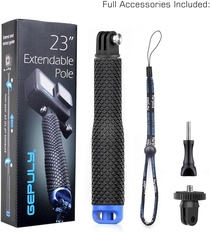 7''-23''Waterproof Pole Selfie Stick Pocket Size Underwater Handle Grip Monopod Aluminum for GoPro Hero Session Max Insta360 AKASO DJI OSMO Digital Cameras