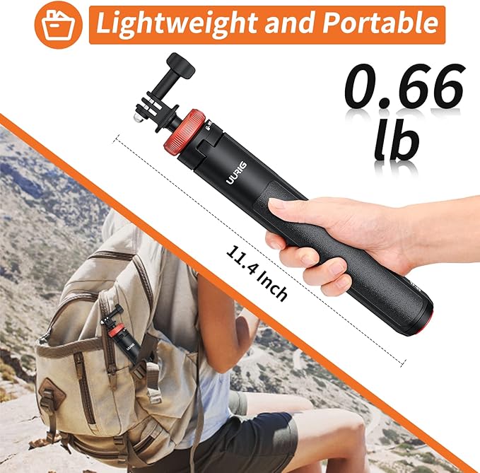 VRIG 52" Extendable Camera Tripod for Insta360 X4 X3 X2 Selfie Stick Tripod with 1/4" Screw Mini Portable Phone Stand Tripod for Hero 12 11 10 9 8 7 6 5/DJI Osmo/AKASO/SJCAM/Action Camera
