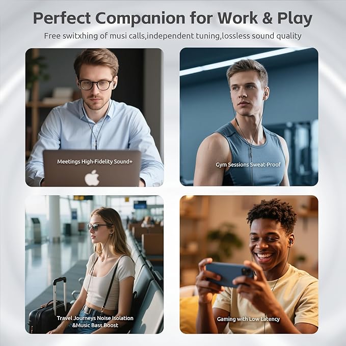 USB C Headphones for iPhone 15 16 Pro,for Samsung S20-S23 A53 A54 Type C Wired Earbuds,Built-in Microphone Hi-Fi Bass Earphones,4.9ft Long Cord Magnetic in-Ear Ear buds with 6 Ear Tips(Black)