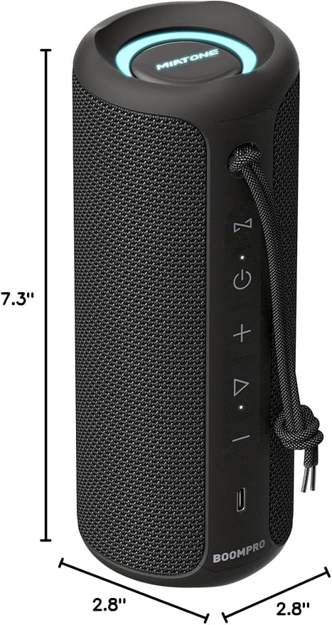 MIATONE Bluetooth Speakers 36W Portable Speaker with Stereo Sound Bass, Bluetooth 5.3 Wireless USB Type C Outdoor, 5000mAh 24H Playtime IPX7 Waterproof, Boy Friend Gifts for him (Black)