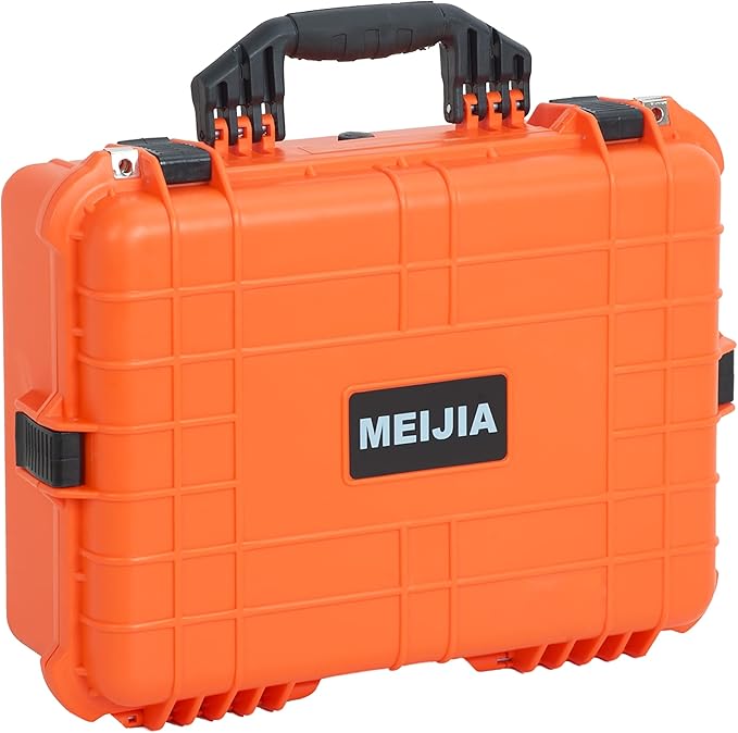 MEIJIA Portable Waterproof Protective Case,Hard Camera Case,Customized Fit Foam Inserted, Elegant Black,Fit for Camera, Equipments, Lens,Drones(Black)