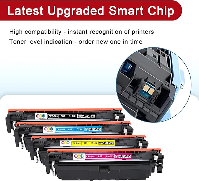 069 Toner Cartridge 4 Pack Compatible with Canon 069 Toner Cartridges, Working for Canon imageCLASS MF753Cdw MF751Cdw LBP674Cdw Printer(Black Cyan Magenta Yellow)
