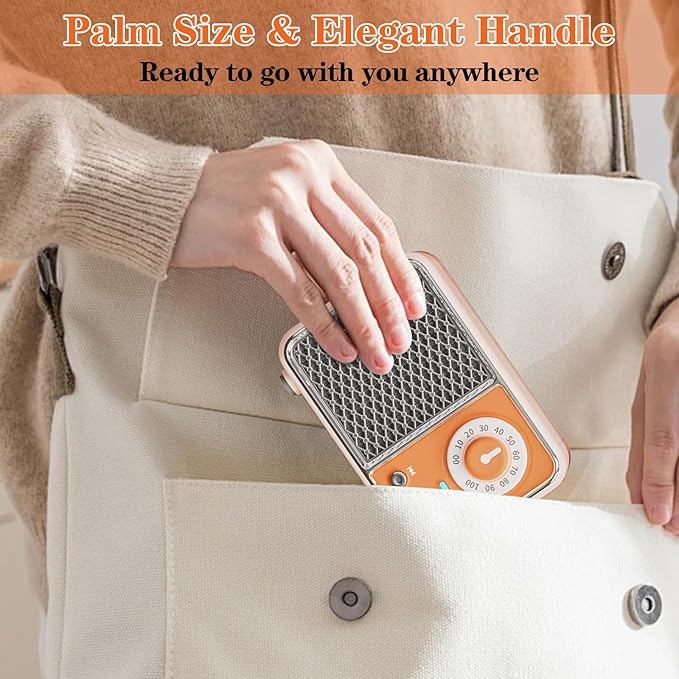 Retro Bluetooth Speaker, Vintage Decor, Wireless Portable Mini Bluetooth Speaker, Small Cute Stylish Vintage Speakers for Kitchen Desk Bedroom Home Office Party Outdoor Gift Orange