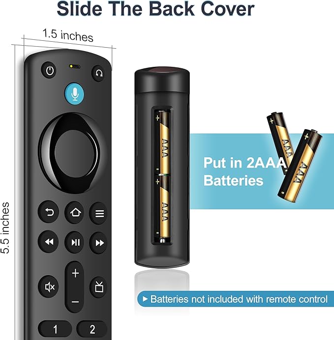 Voice Remote Replacement Compatible with All Fireseries TV Cube/Stick/4K/4K Max/Lite/Stick HD, Smart TVs (3rd Gen), and for All Insignia-Toshiba-Pioneer-Omni QLED Series