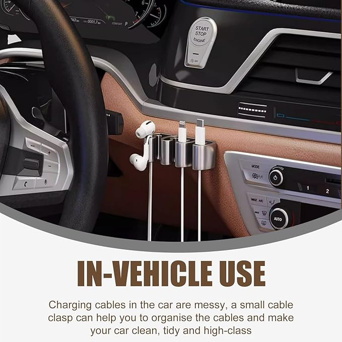 Cord Organizer, 6 Pcs Cable Clips, Cable Smooth Adjustable, Organise Mobile Phone Charging Cables, Suitable for Organising Bedside Cabinets, Walls, Desks, Cars (4-Hole)