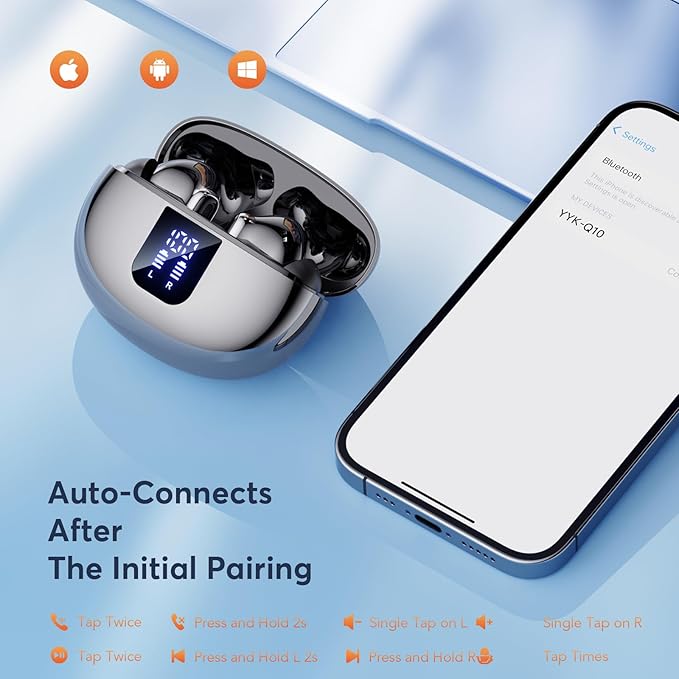 Wireless Earbuds ANC&ENC Bluetooth 5.4 Earphones in Ear Transparency Mode Ear Buds with Dual Noise Cancelling Mic, Deep Bass Stereo Sound, 36H Playtime LED Display Wireless Headphones IP7 Waterproof