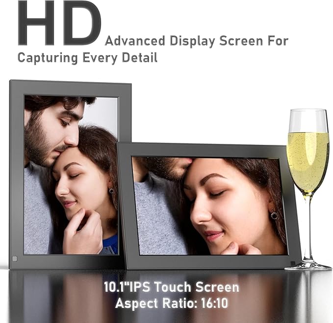 Digital Photo Frame 10.1-Inch WiFi Digital Picture Frame - 1280x800 IPS Touch Screen, 16GB, Auto Rotate, Motion Sensor, Easy Setup to Share Photos/Videos via VPhoto APP - Gift for Family and Friends