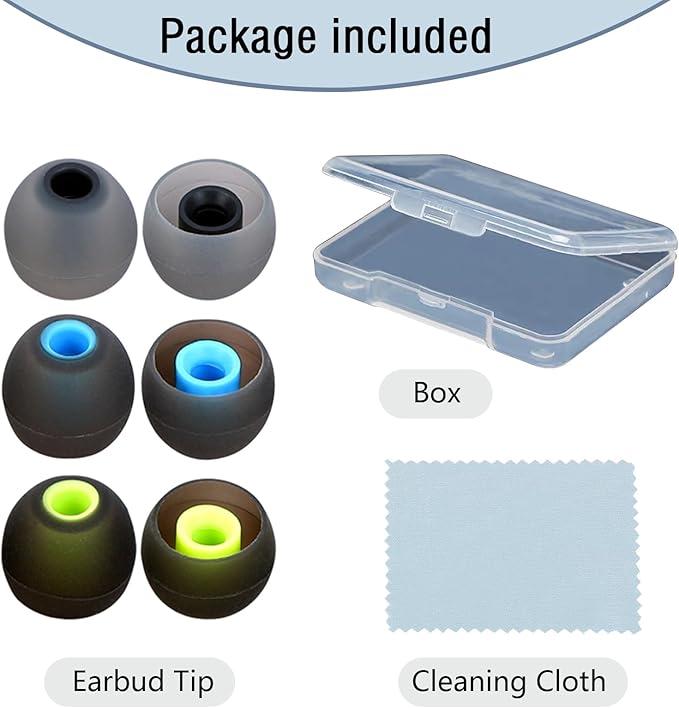 Silicone Replacement Earbud Tips Earbud Covers Ear Tips Fit for in-Ear Headphones (Inner Hole 3.8mm -5.1mm) Earbud Replacement Tips 9 Pairs