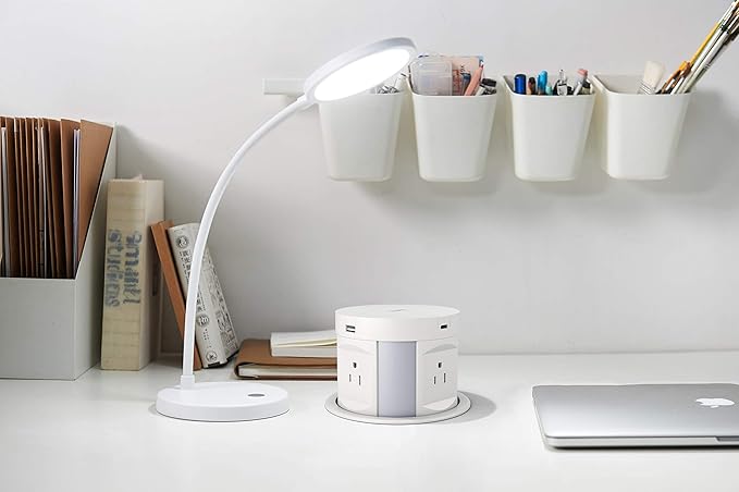 Automatic Pop up Outlet, Wireless Charger Power Strip Surge Protector Recessed Outlet, 4 AC Plug + Type-A and Type-C USB Port Outlets for Countertop Kitchen Island Conference Workbench, ETL Listed