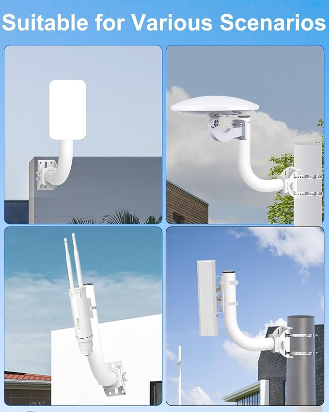 Universal Wireless Bridge Bracket Mount,12"(H) - Φ1.38 Lightweight Pole and Wall Mounted Mounting Mast Kit for Outdoor TV Antenna, Network WiFi Extender, Access Point, Client Bridge CPE (4-Pack)